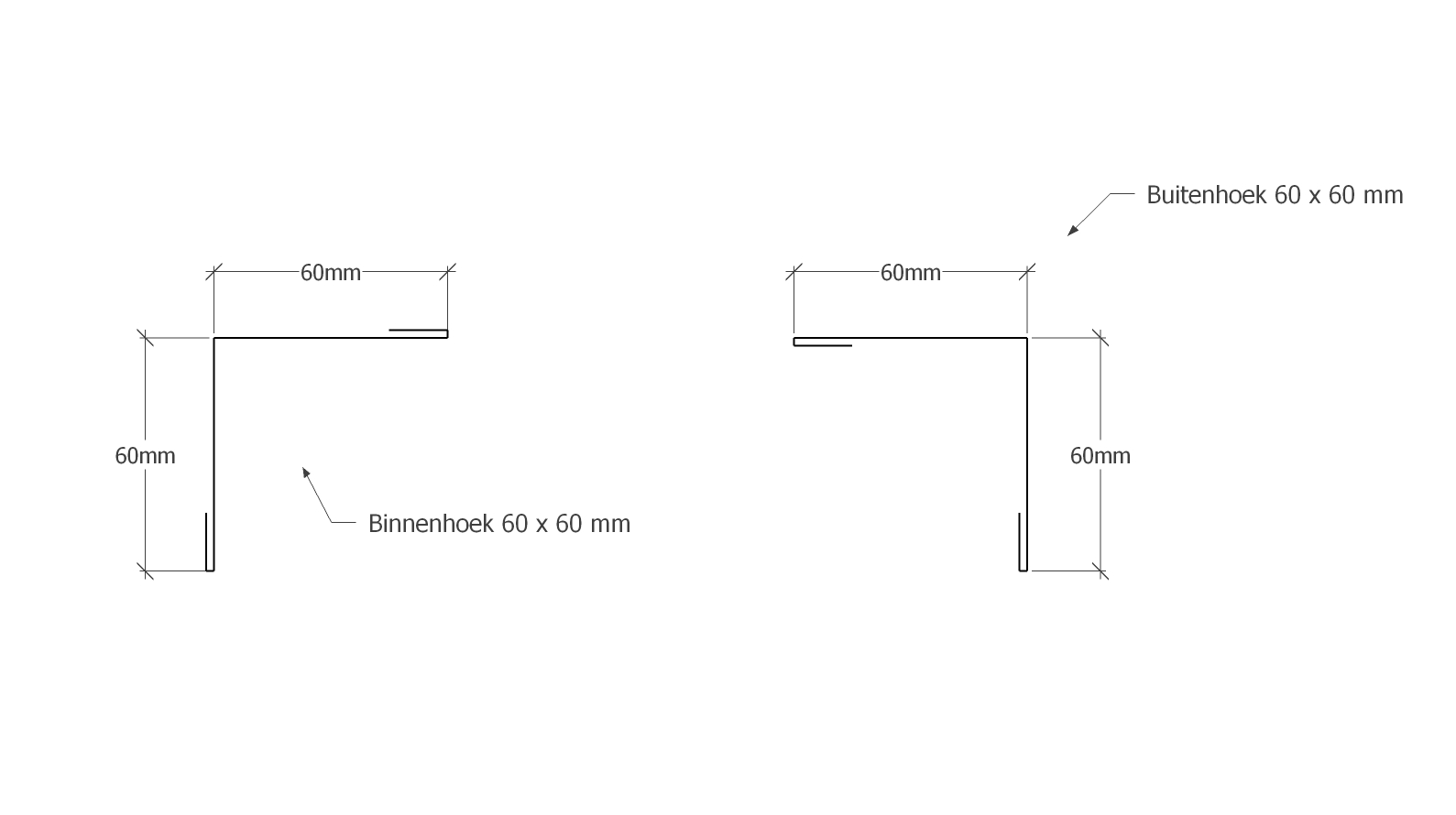 Aluminium hoekprofiel wit - 50x50x3 mm - op maat